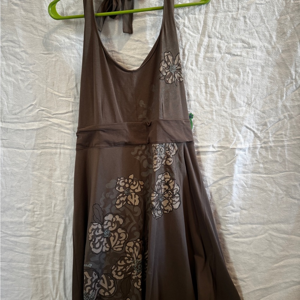 Life Is Good Brown Floral Backless Dress
